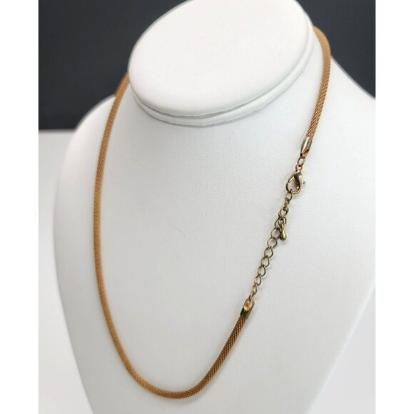 Vintage Gold Tone Necklace Hollow Round Mesh Chain 18" with 2" Extender CT7 - Picture 3 of 5